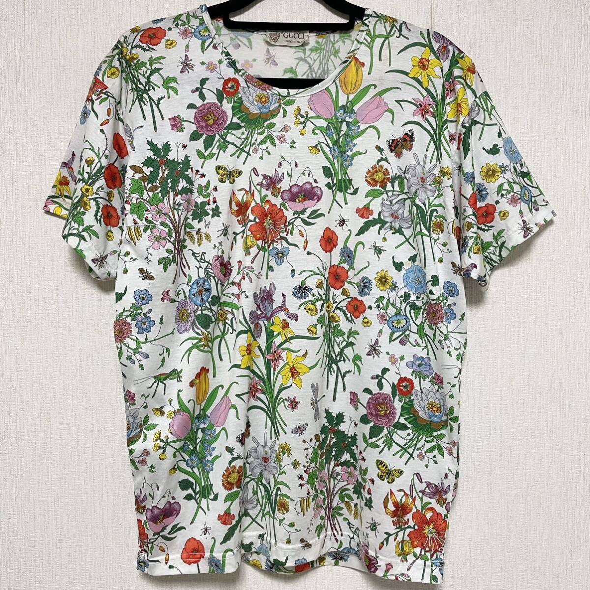 即決★GUCCI グッチ ヴィンテージ フローラ Tシャツ S ボタニカル 花柄 レア 希少 コットン オールドグッチ イタリア製_画像1