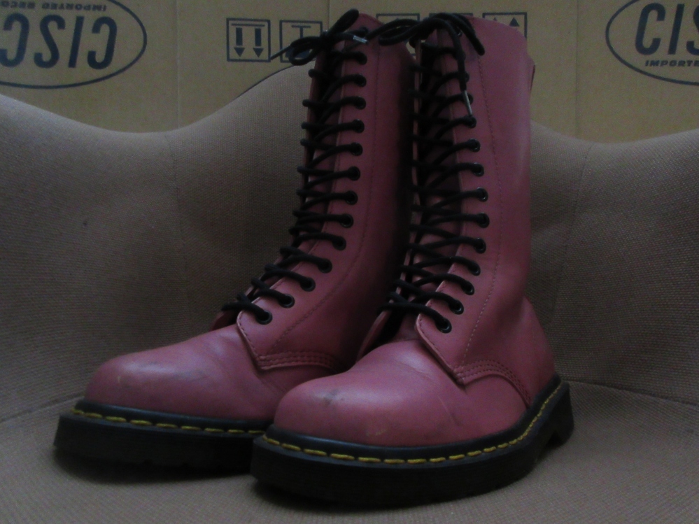 ドクターマーチン 1914 14 Eye Boot ブーツ US M 7 L 8 ピンク系 Dr.Martens ホール レザー ロング シューズ 革 靴 パンク ロックPUNK ROCK_Dr.Martens　1914・14 Eye Boot・ブーツ