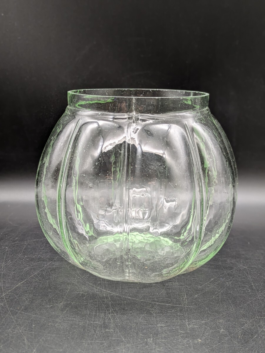 【萬】あめや瓶 ガラス瓶 ガラス瓶 ラムネ色 気泡入り ウランガラスの画像5