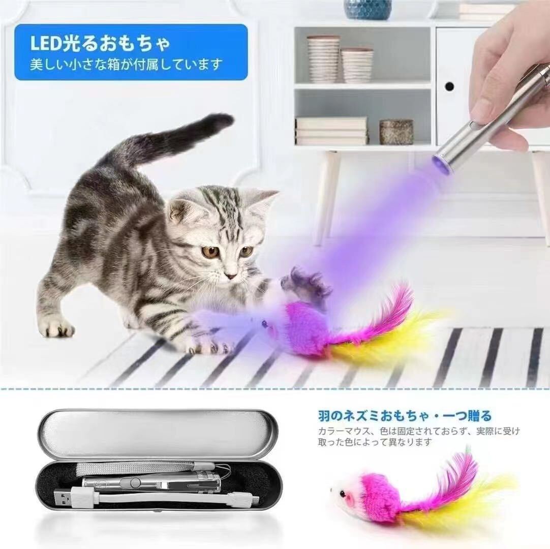 3in1LED 猫用光るおもちゃ 多機能LEDにゃんだろー光線 猫用おもちゃ usb充電ケーブル付_画像3