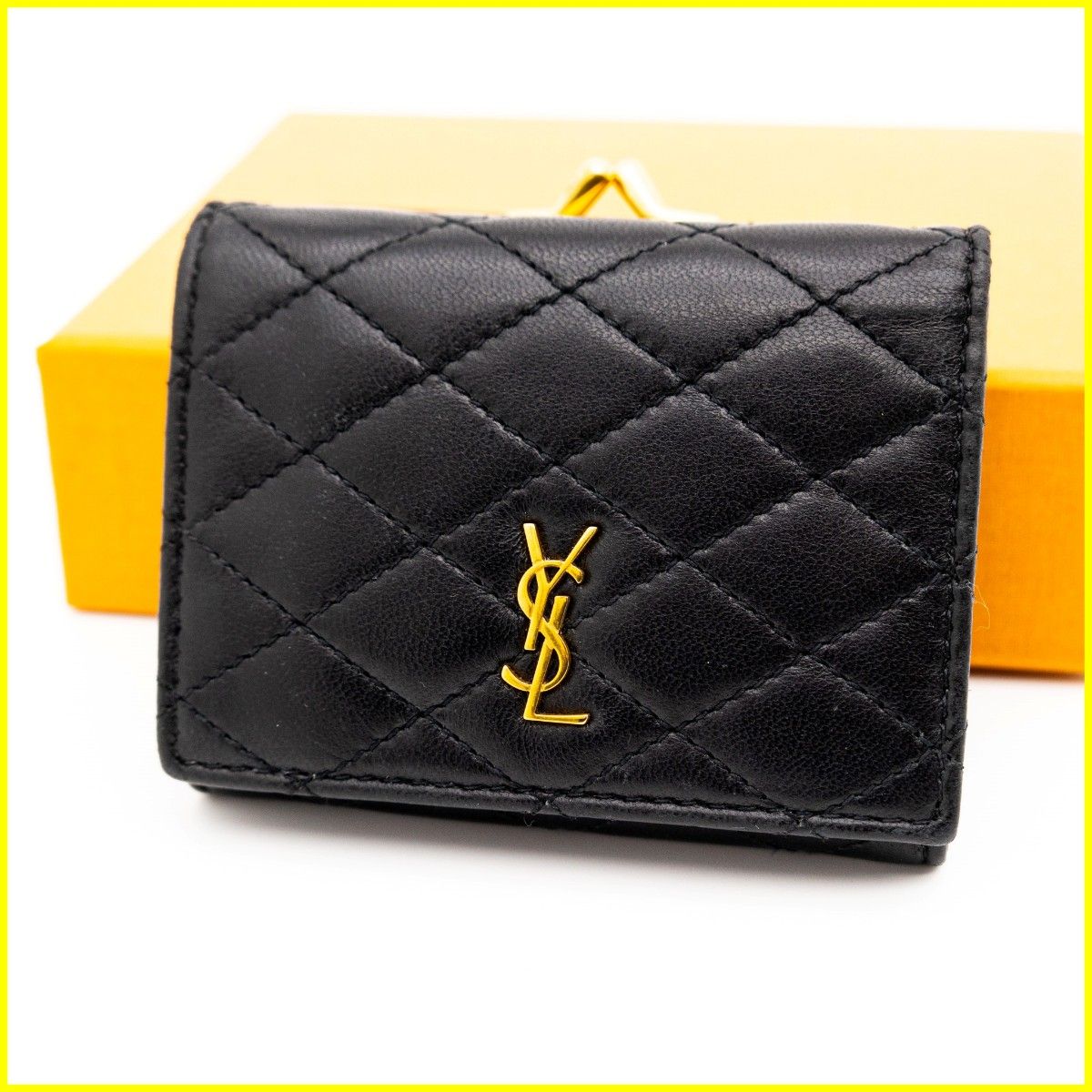 ★希少/美品★ サンローラン 財布 コンパクト YSL ブラック がま口