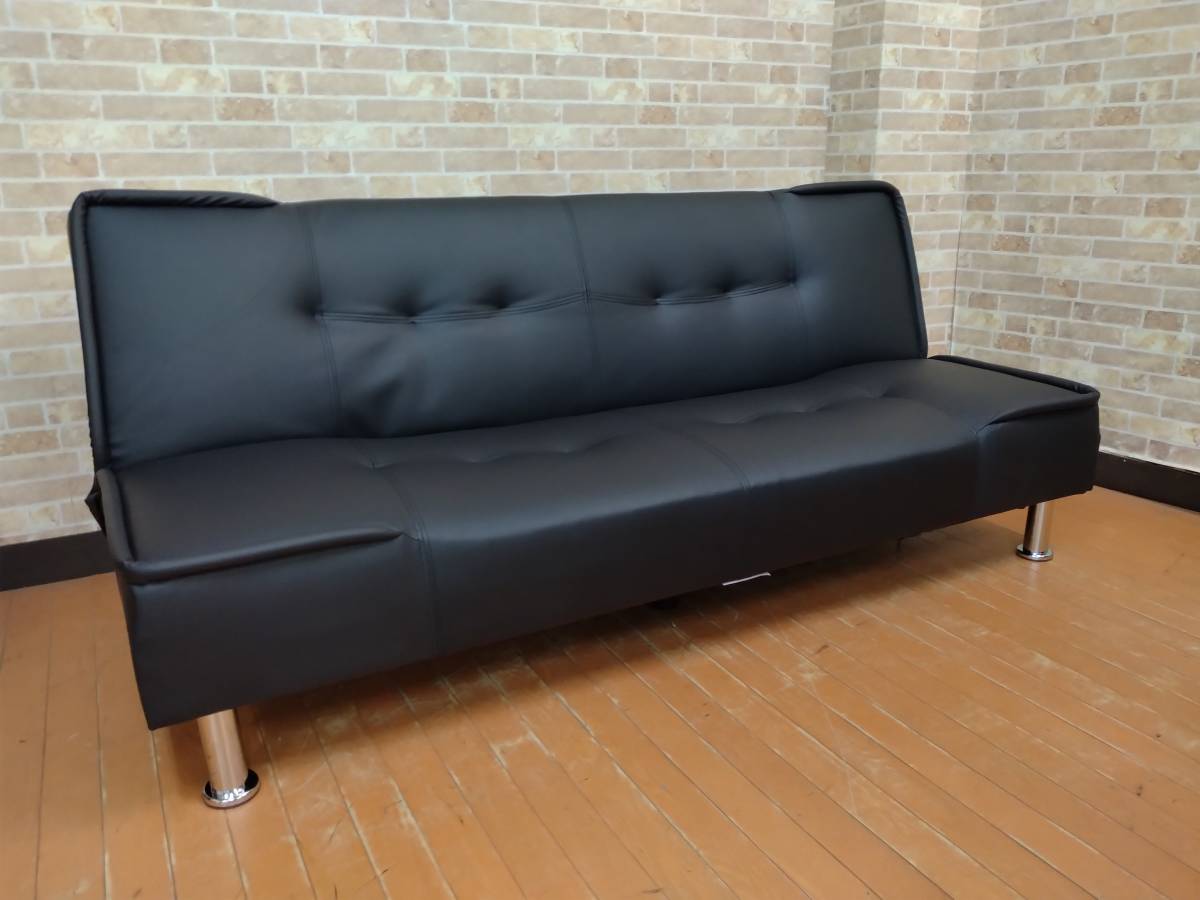  outlet free shipping! sofa bed *3 seater . sofa * black * new goods unused * exhibition goods 
