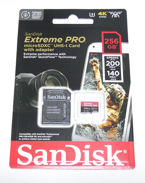 新品 送料無料 SanDisk Extreme Pro 256GB サンディスク エクストリーム プロ SDSQXCD-256G-GN6MA micro SD カード SDXC 256 アダプタの画像1