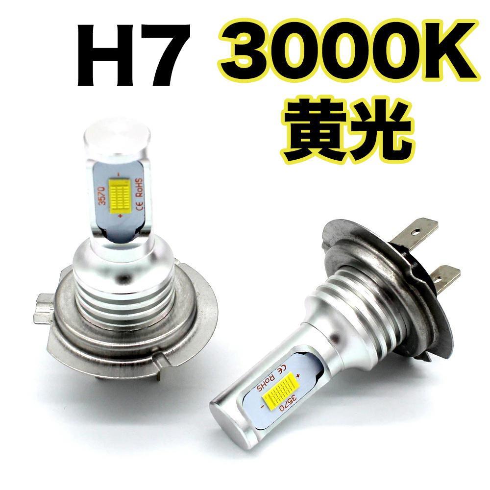 C148 H7 60W 3000K LEDヘッドライト フォグランプ イエロー 黄光 LEDバルブ 車用 12V 6000Lm 耐久性 防水 簡単装着 放熱対策 2個入_画像1