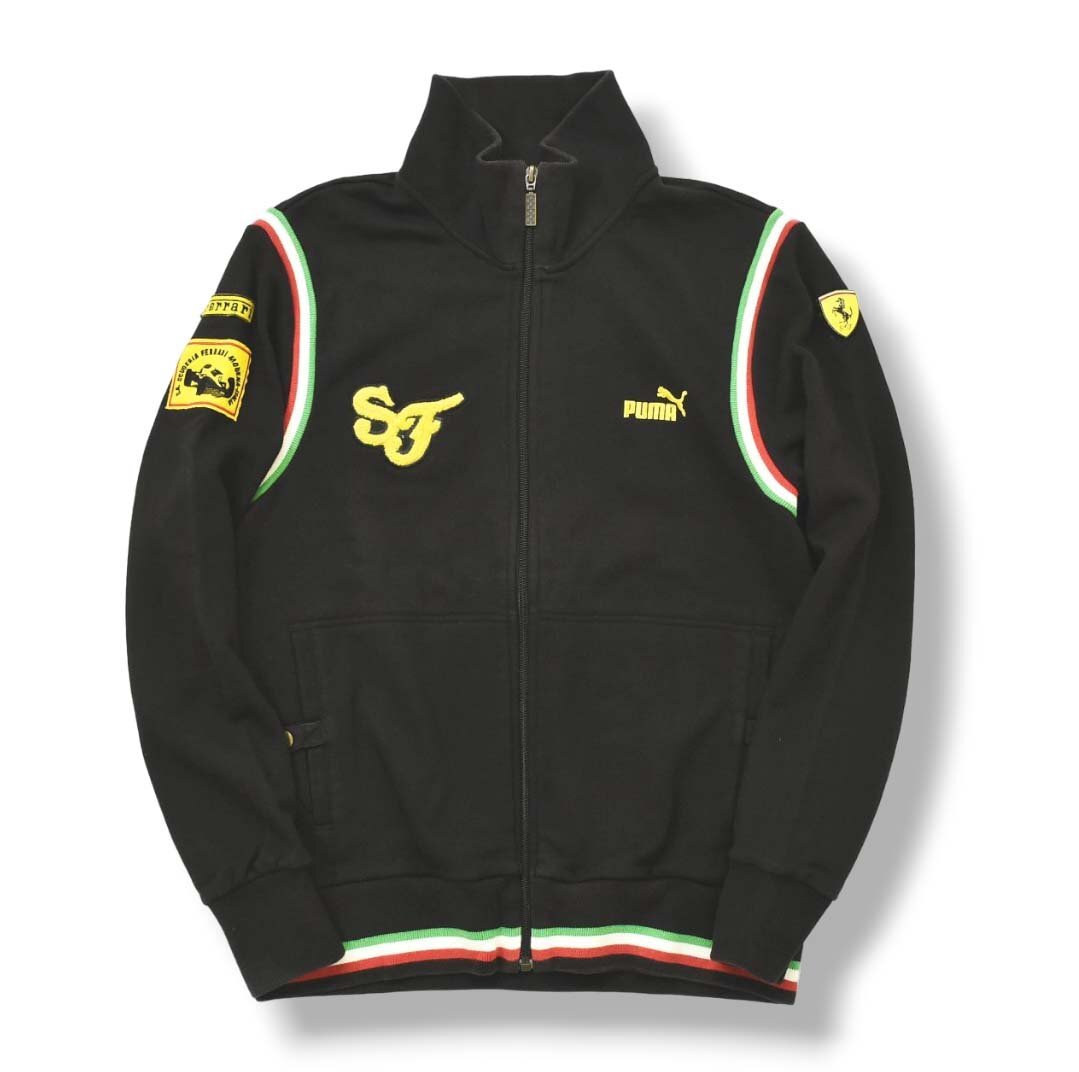 ★プーマ フェラーリ PUMA FERRARI ジップアップ コットン トラック ジャケット M ブラック メンズ フルジップ ジャージ 自動車 スポーツ★_画像1