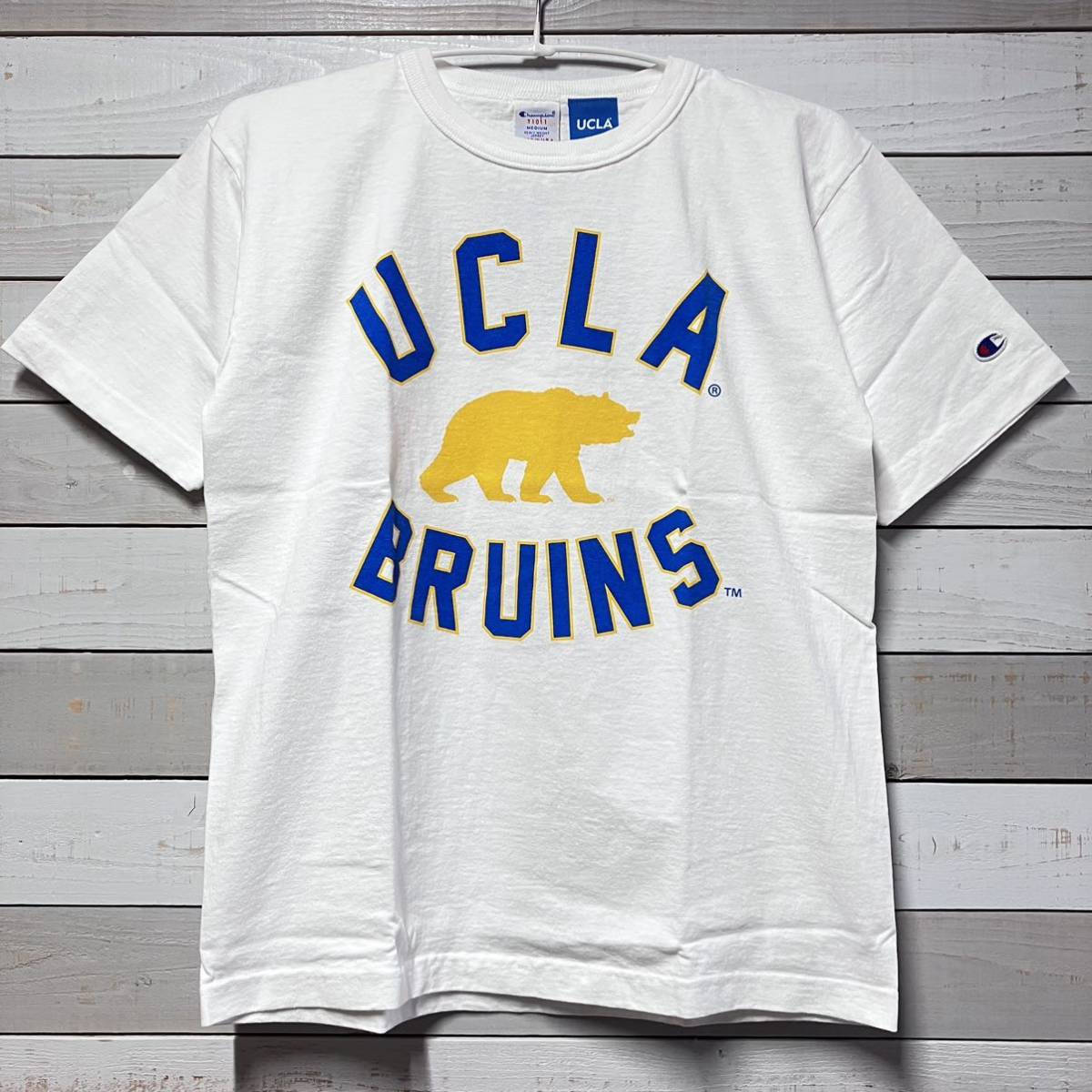 SIZE M CHAMPION T1011 WHITE TEE SHIRT UCLA BRUINS MADE IN USA チャンピオン ホワイト Tシャツ ブルーインズ バスケット アメリカ製