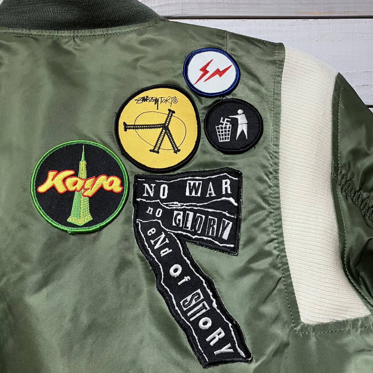 SIZE L STUSSY UK FRAGMENT DESIGN ALPHA MA-1 GREEN ステューシー フラグメント デザイン アルファ フライトジャケット グリーン