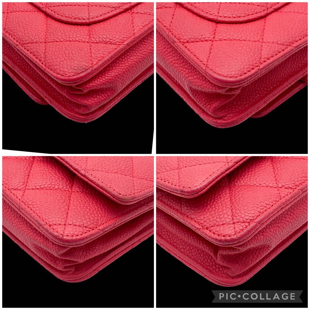 【2点おまとめ】CHANEL シャネル　パイソン　チェーンウォレット　アイスブルー　＆　キャビアスキン　ピンク　チェーンウォレット_画像9