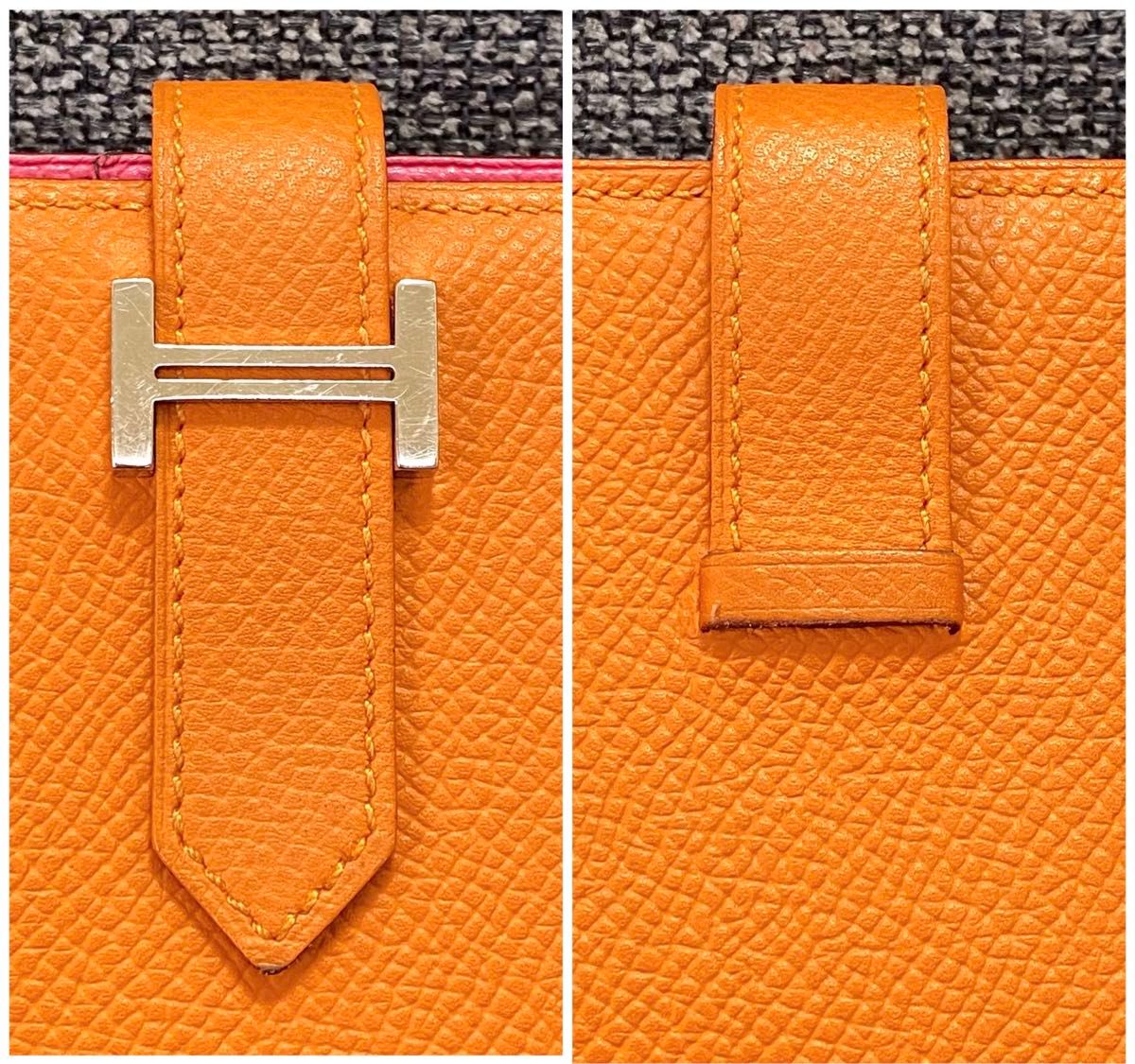 HERMES エルメス　べアンスフレ　長財布　バイカラー　シルバー金具　C刻印 