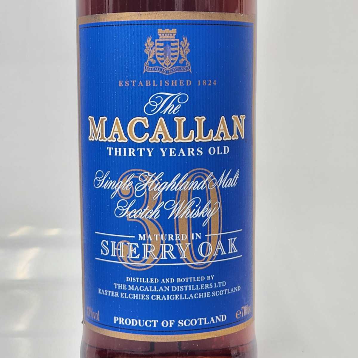 【未開栓】The MACALLAN ザ・マッカラン 30年 SHERRY OAK シェリーオーク ブルーラベル 旧ボトル ウイスキー 700ml 43% 木箱付 超希少 FI0の画像3