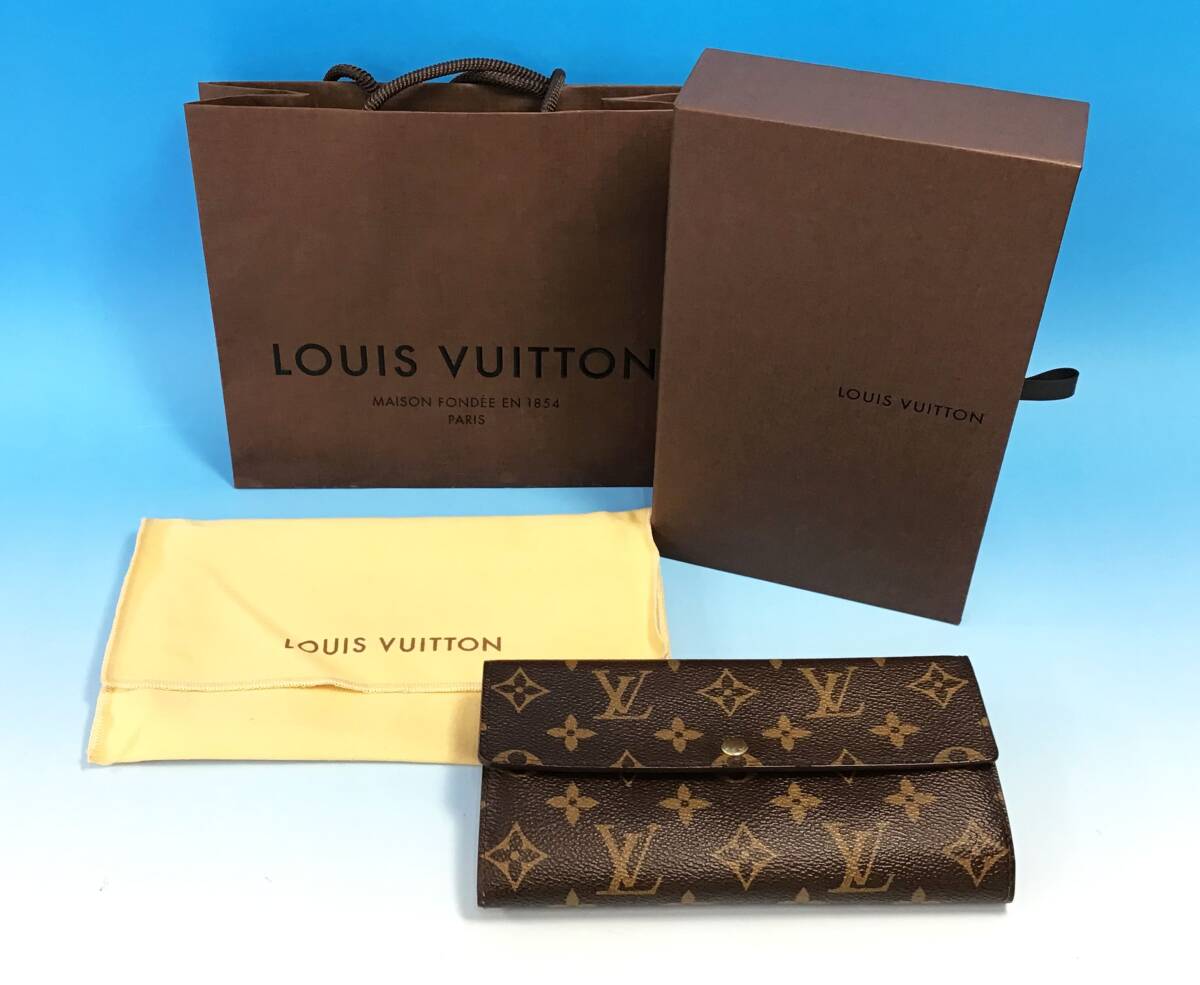 LOUIS VUITTON ポルトフォイユ・サラ 長財布 二つ折り 財布 M61734 モノグラム 元箱 収納袋 ショップ袋 ルイヴィトン ブラウン_画像1