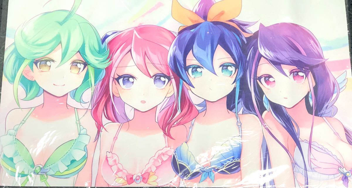 C93 遊☆戯☆王 ラバー製プレイマット ランジェリーver. 柊柚子 セレナ 黒咲瑠璃 リン ミッドナイトブルー 下着 美少女 カードゲームグッズ