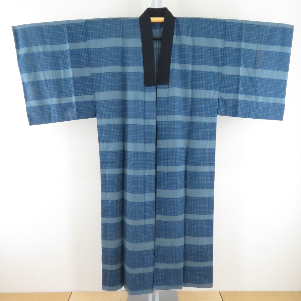  underskirt wool for man width . writing sama blue grey sleeve peerless long kimono-like garment casual men's kimono for length 141cm