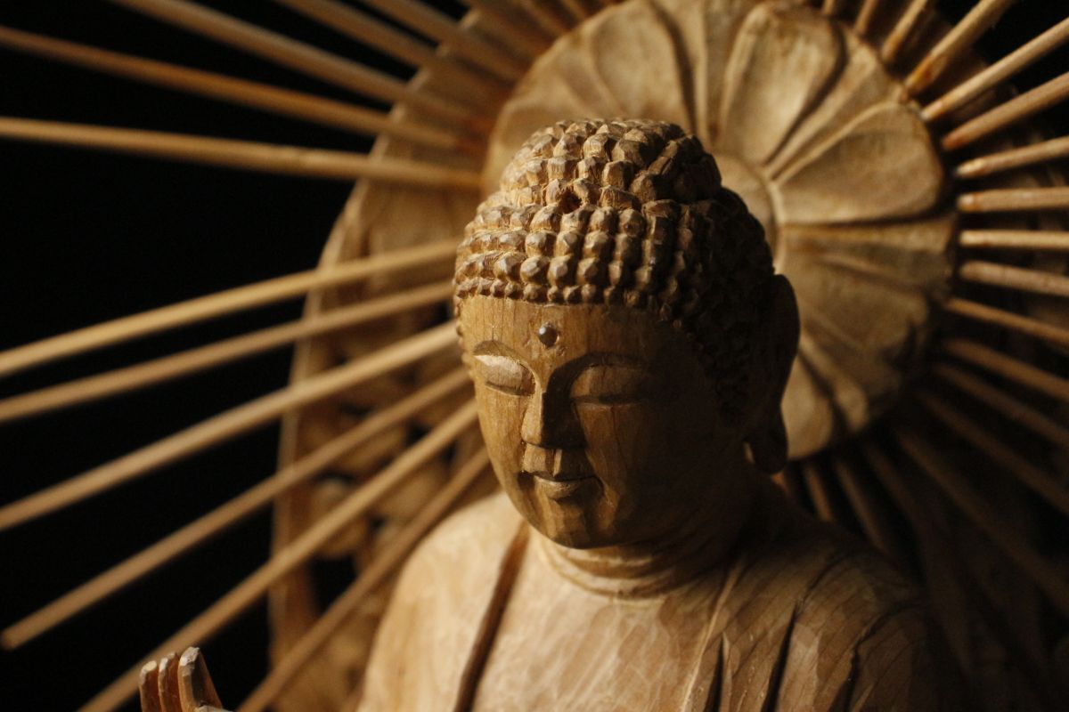【LIG】時代仏教美術 木彫 阿弥陀如来立像 41㎝ 寺院収蔵品 ⑬ [-QW]24.1_画像5