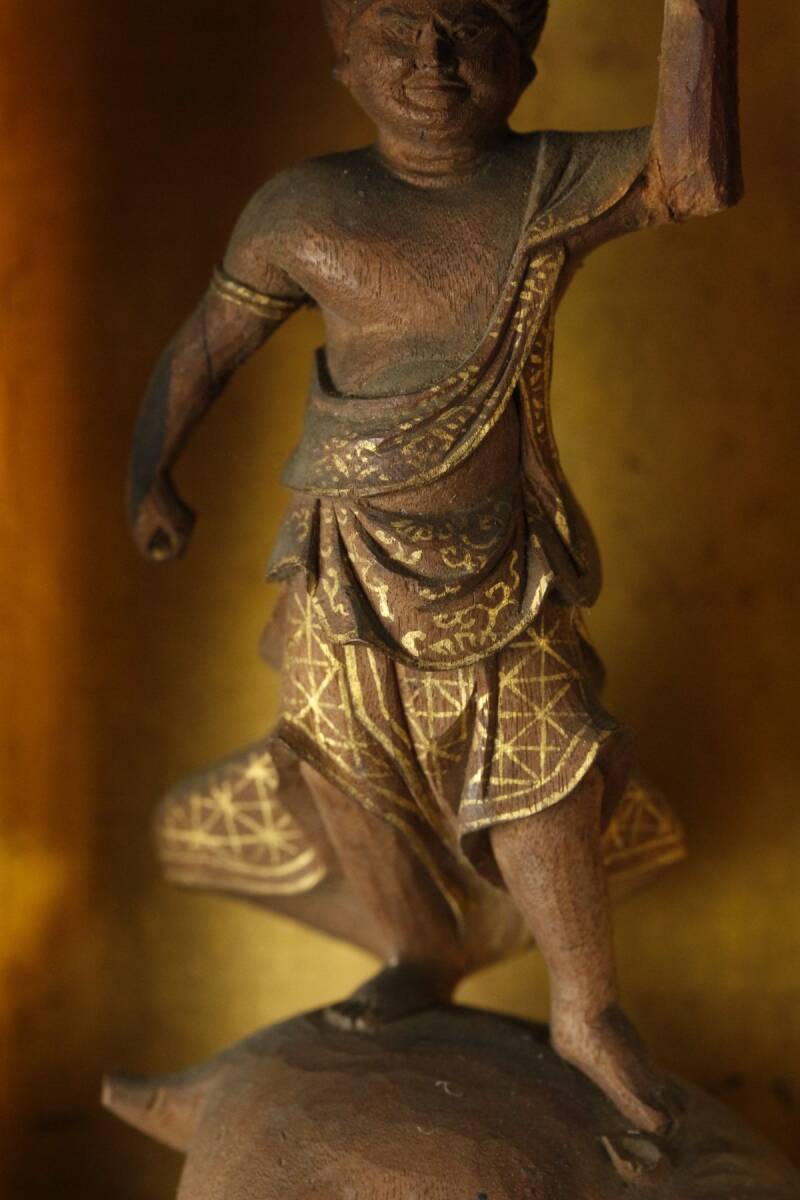 【LIG】時代仏教美術 細密彫刻 木彫 摩利支天像 10.5㎝ 豆仏 寺院引取品 ② [-QWP]24.3_画像6