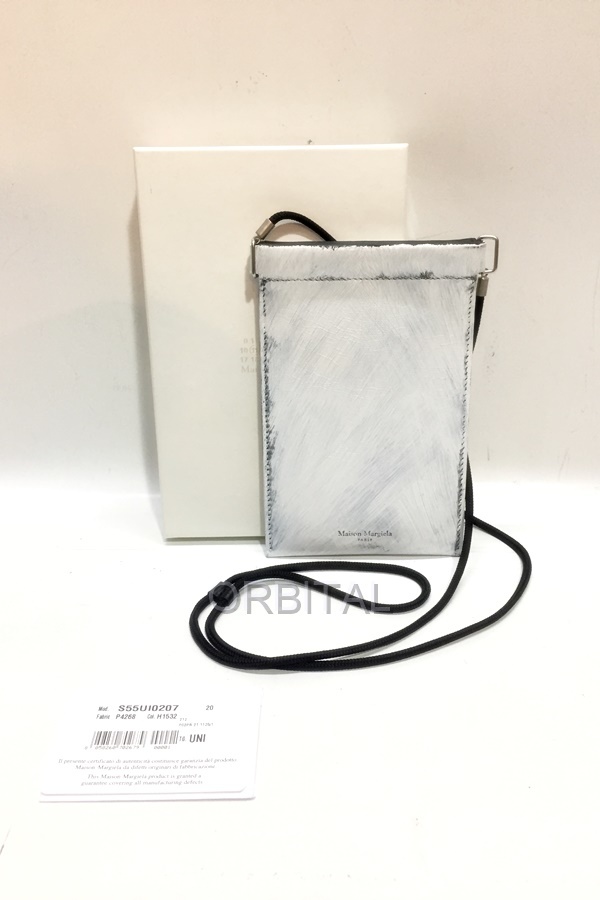 代官山)Maison Margiela メゾンマルジェラ S55UI0207 LEATHER NECK HOLDER ペンキ加工 レザーネックホルダー ショルダー ホワイト_画像1