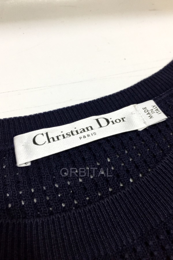 代官山)Christian Dior クリスチャンディオール 国内正規 J`ADIOR ロゴ コットンシルクニットTシャツ ネイビー 36_画像5