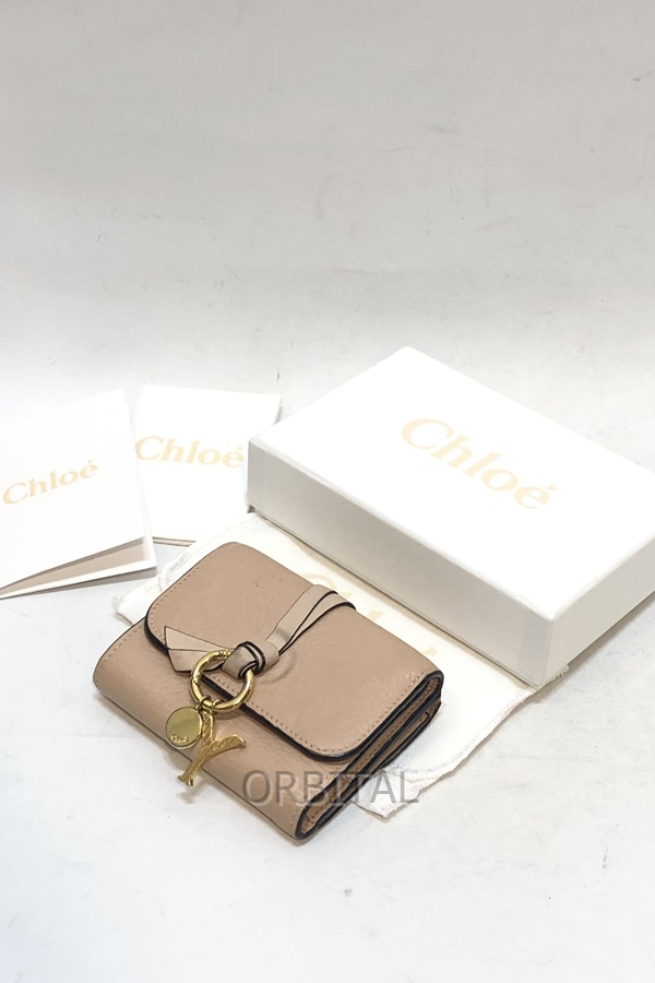 経堂) クロエ CHLOE スモールトリフォールド ウォレット ピンク 三つ折り財布 レディース 使用感特価_画像1