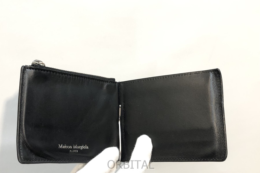 経堂) メゾンマルジェラ Maison Margiela マネークリップ付 二つ折り財布 ブラック S35UI0447 使用感有特価_画像5
