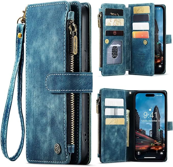 iPhone15 iPhone15 Plus 用 ケース 手帳型 カード収納 小銭入れ アイフォン 15 プラス カバー 財布型 ストラップ 付き の画像1