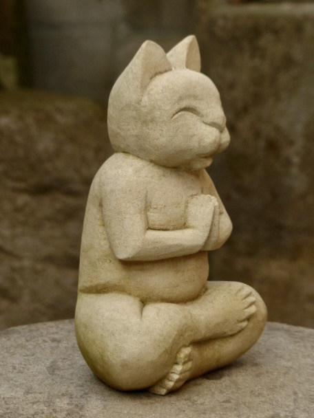 ヨガネコの石像h22cm 坐禅猫 猫石像 猫の仏像 瞑想猫 ガーデンオブジェ ガーデニング 0331の画像4