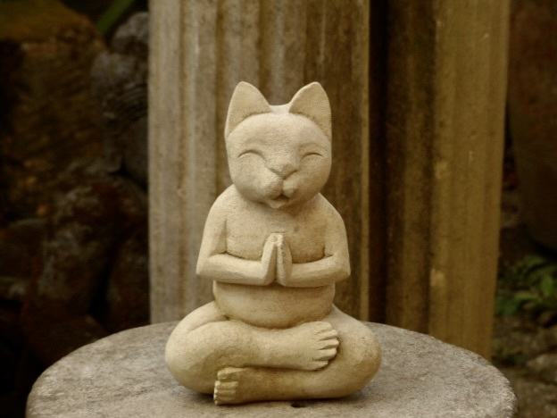 ヨガネコの石像h22cm 坐禅猫 猫石像 猫の仏像 瞑想猫 ガーデンオブジェ ガーデニング 0331の画像5