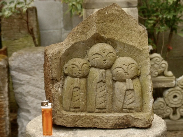 三地蔵様の石像h28cm お地蔵さん　祠地蔵　地蔵菩薩　石仏　仏像 0305a_画像2