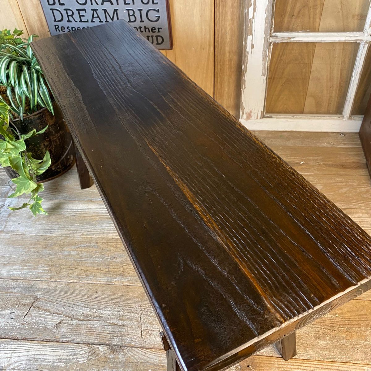 在庫処分セール品！木製原木ベンチS（90㎝）アジアンエスニック長椅子ロングベンチチェアスツール無垢材椅子花台