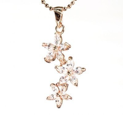 【格安】 ダイヤモンド ネックレス ハワイアン トリプル フラワー 高級仕上げ 高品質 プレゼント 最高 ピンクゴールド 1212の画像1