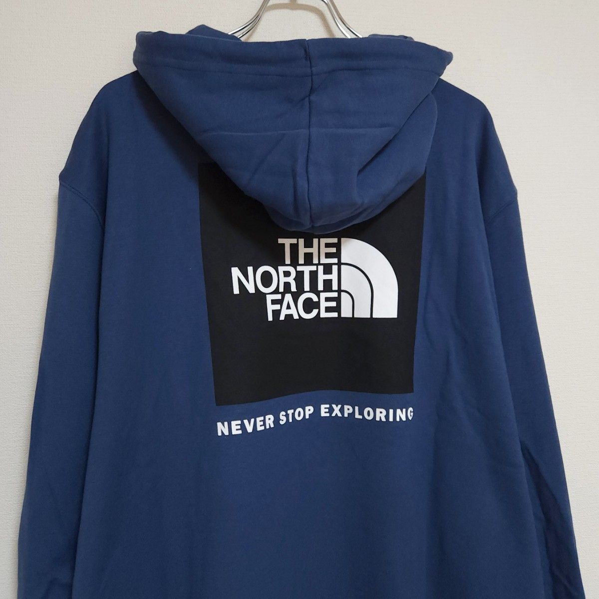 ノースフェイス　ボックスロゴ パーカー 4XL相当 ブルー　ビッグサイズ　THE NORTH FACE