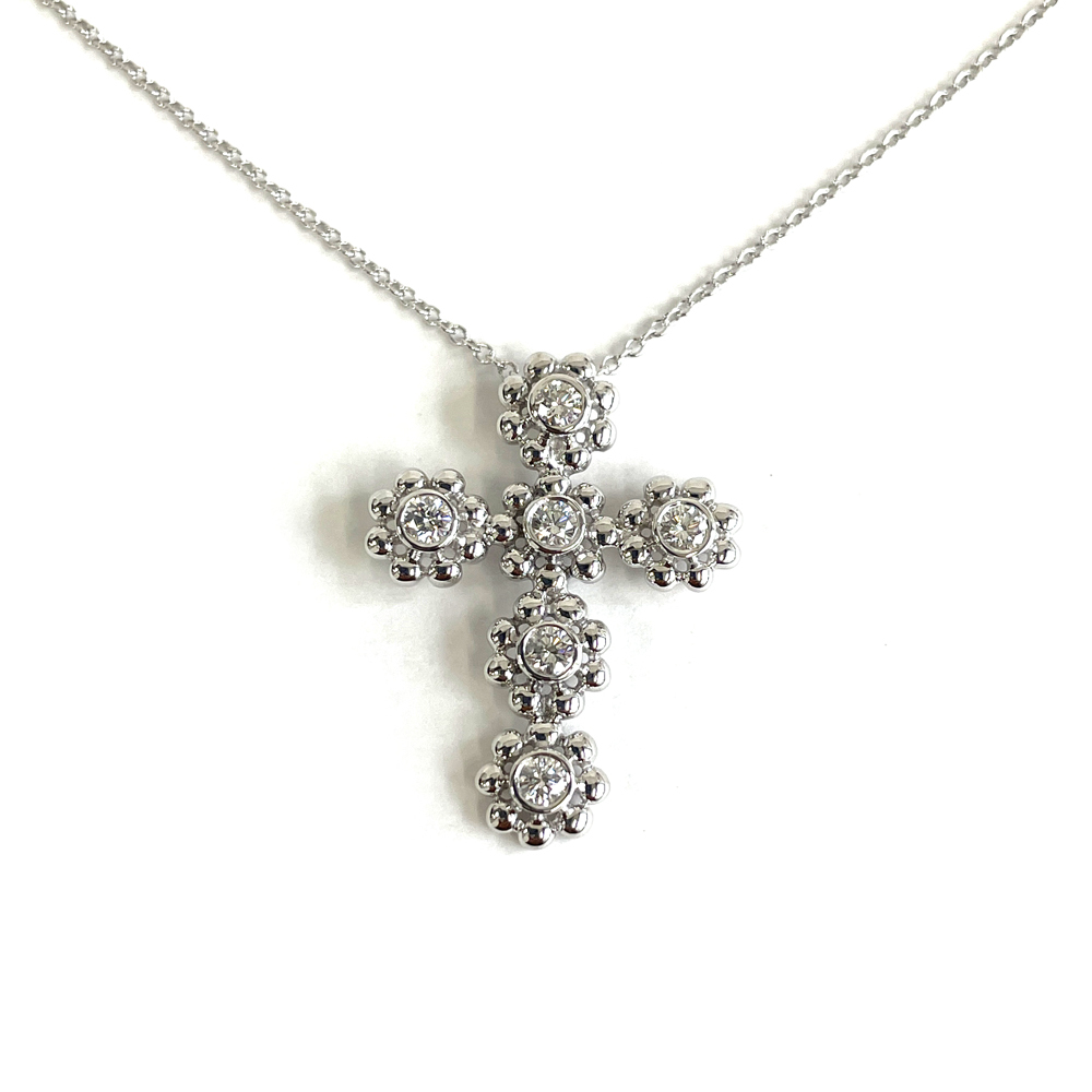 【値下げ】 【中古】ティファニー Tiffany&Co. ダイヤモンドクロス ネックレス パロマピカソ K18WG 4.3g ホワイトゴールド