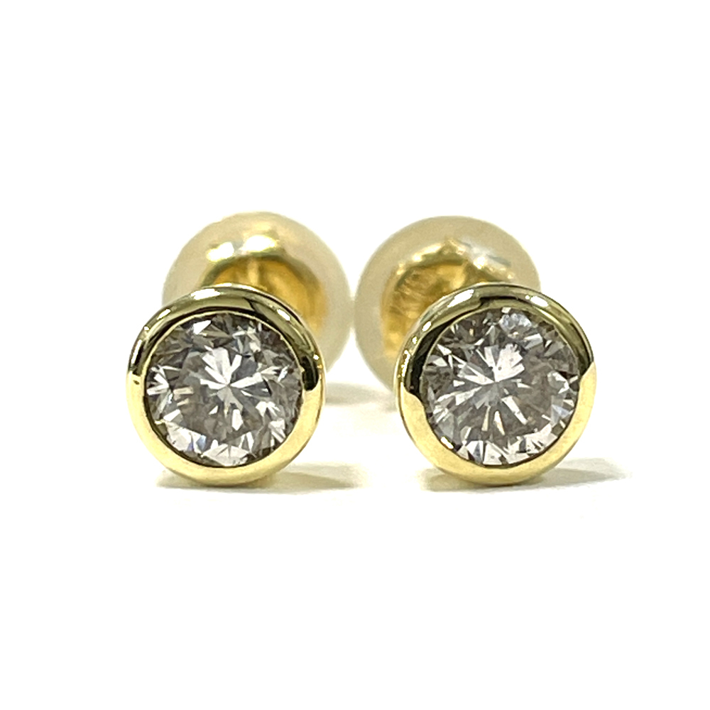 本命ギフト 【中古】K18 ブラウンダイヤ ピアス D0.32ct×2 イエローゴールド 1.5g イエローゴールド台