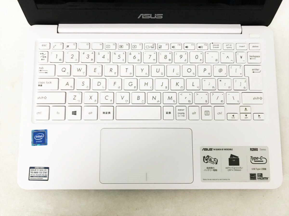 【1円】ASUS R206S Series 11.6型ミニノートPC Windows10 Celeron N3050 2GB HDD500GB 未検品ジャンク DC07-837jy/G4_画像3