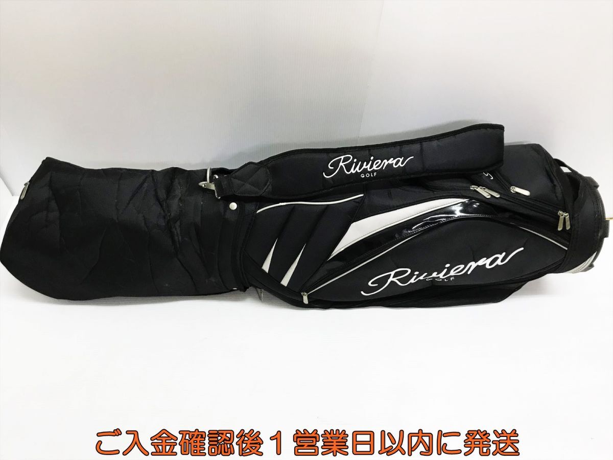 【1円】ゴルフ Riviera リビエラ キャディバッグ ブラック/ホワイト クラブケース Q01-140tm/F6の画像1