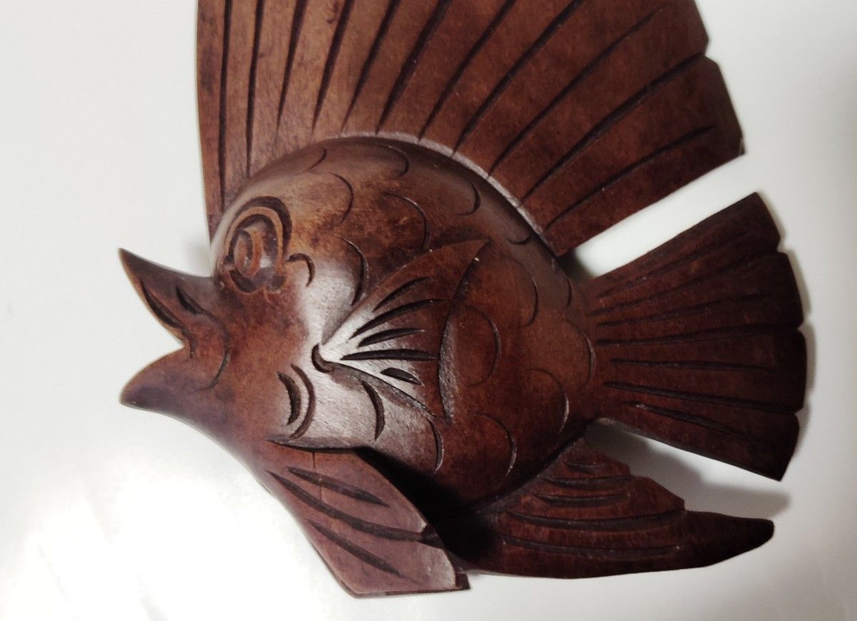 魚　木彫り　置物　アンティーク