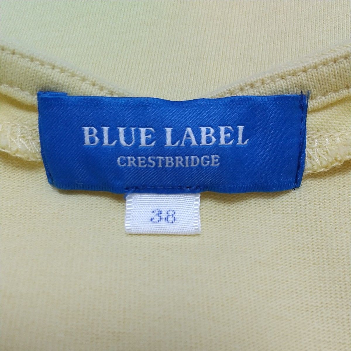 ブルーレーベルクレストブリッジ ワンポイント  Tシャツ 袖チェック サイドスリット BLUE LABEL CRESTBRIDGE