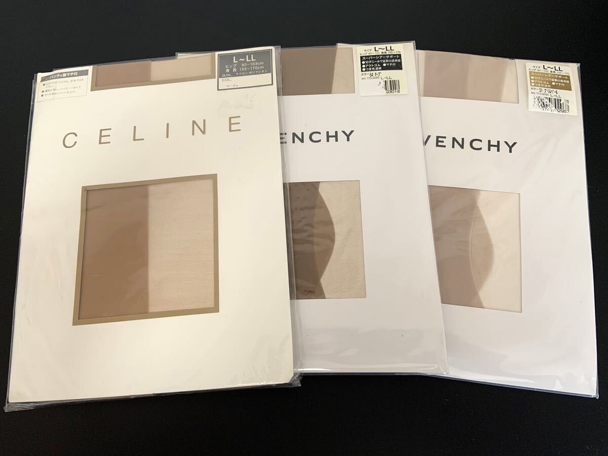 未使用 CELINE セリーヌ GIVENCHY ジバンシー パンティストッキング 3点セット サイズL〜LL サポートタイプ パンストの画像1