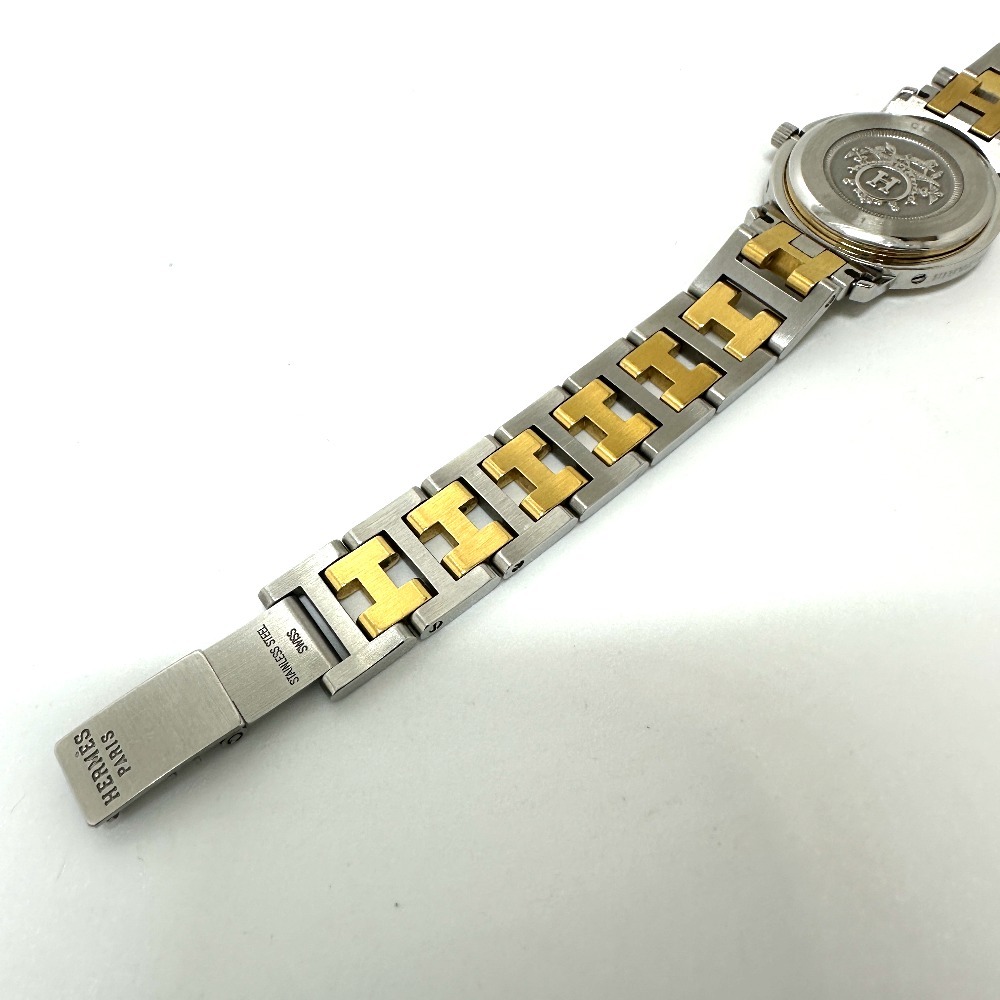HERMES エルメス CL3.240 クリッパー クォーツ デイト 腕時計 シルバー レディース【中古】_画像8