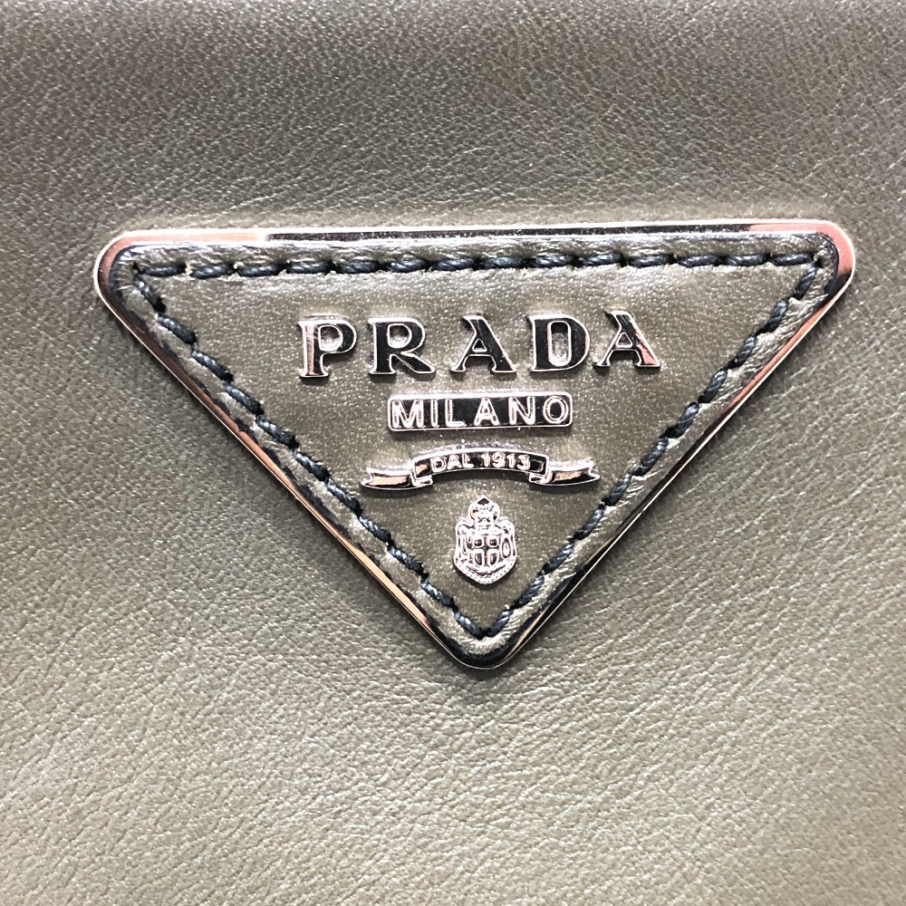 美品 PRADA プラダ トライアングルロゴ 2WAYショルダーバッグ ハンドバッグ カーキ×ブラック レディース【中古】_画像7