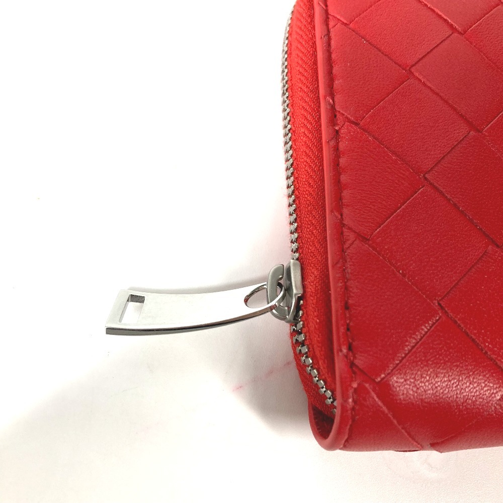 美品 BOTTEGA VENETA ボッテガヴェネタ 593217 イントレチャート ラウンドファスナー ロングウォレット 長財布 レッド レディース【中古】_画像4