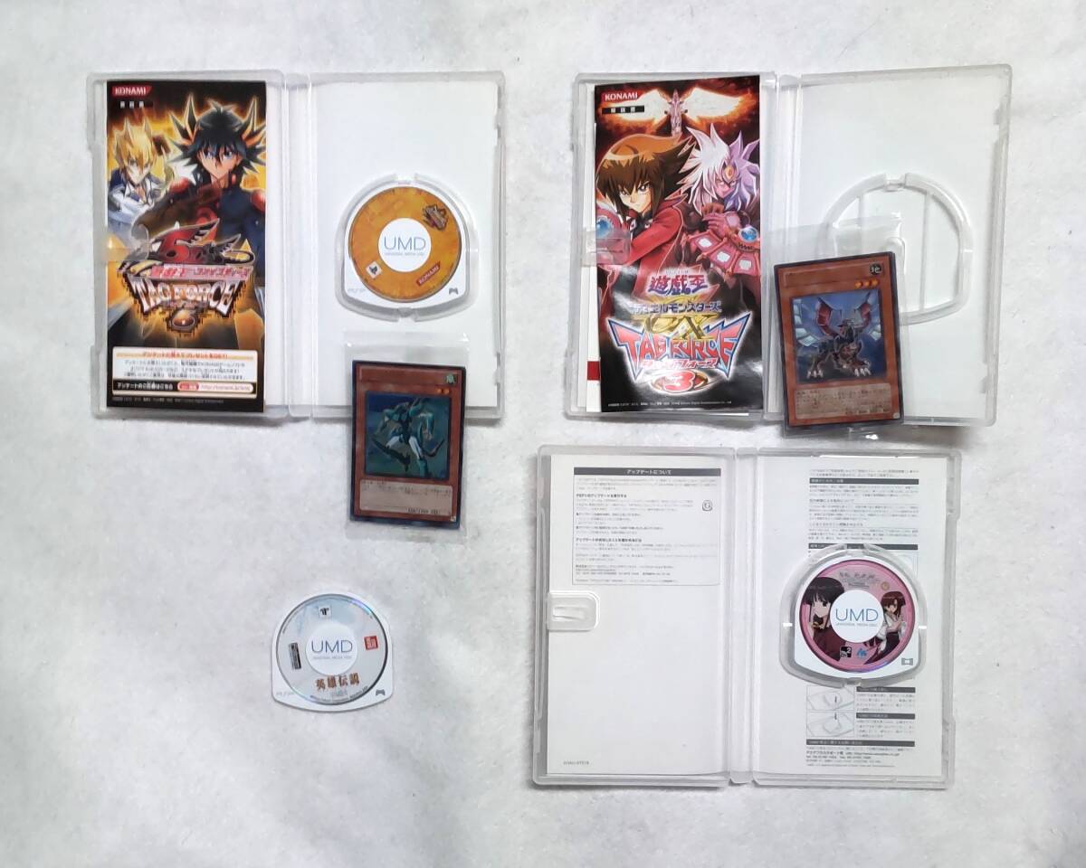 PSPソフト ３本セット  遊戯王ファイブディーズ タッグフォース6 / こみっくパーティー/ 英雄伝説 おまけ付の画像1