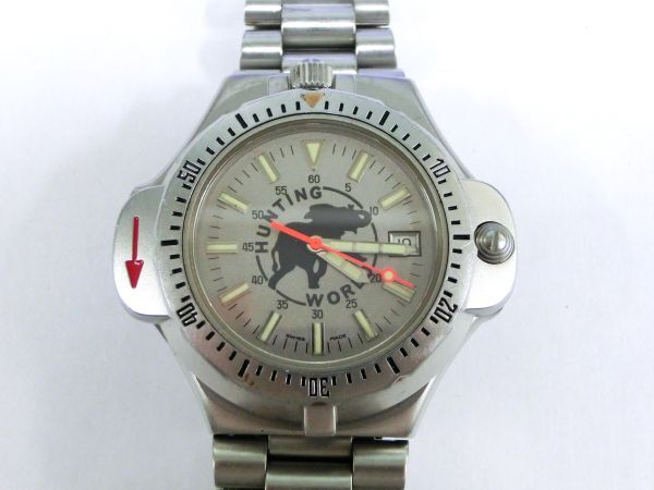 ⑥*HUNTING WORLD* Hunting World compass quartz men's wristwatch * operation goods 
