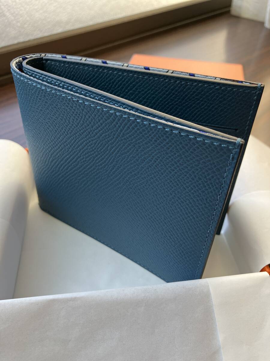 新品【HERMES エルメス】シチズンツイル コンパクト 二つ折り財布 カード コルヴェール シルクツイル ヴォーエプソン H074608CAAA_画像4