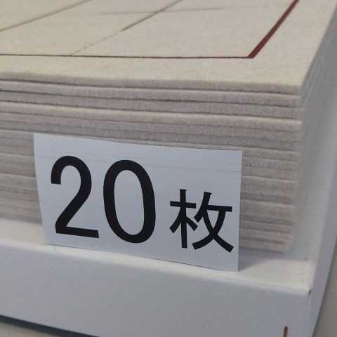 Y55■20枚 書道下敷 半紙 両面 罫線 厚口■フェルト 毛氈条幅 習字 書道用品 書道セット 書道塾 水墨画 画仙紙 半切 下敷き 墨液 学校教材_画像2