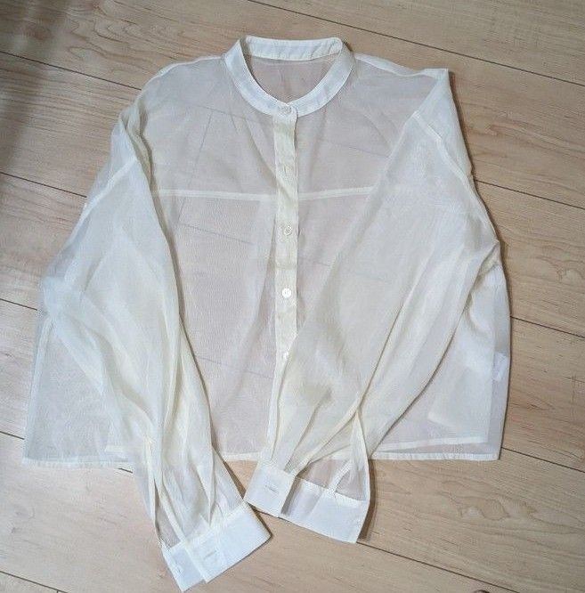 chaco closet  ブラウス ホワイト シャツ 白 長袖　シアーシャツ