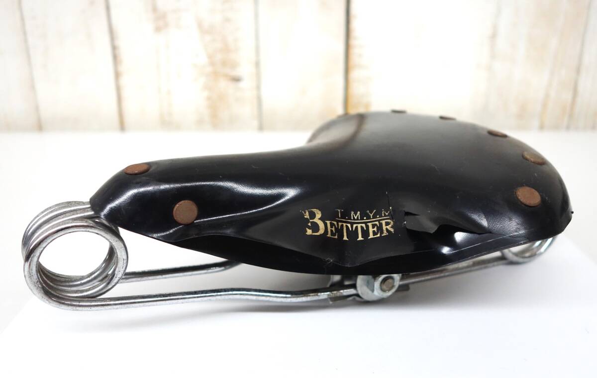 レトロ自転車パーツ　昭和レトロ　当時物　＊T.M.Y.M BETTER ＊ハンモック型サドル　 ヴィンテ―ジサドル＊軽快車　実用車　運搬車 　_画像1