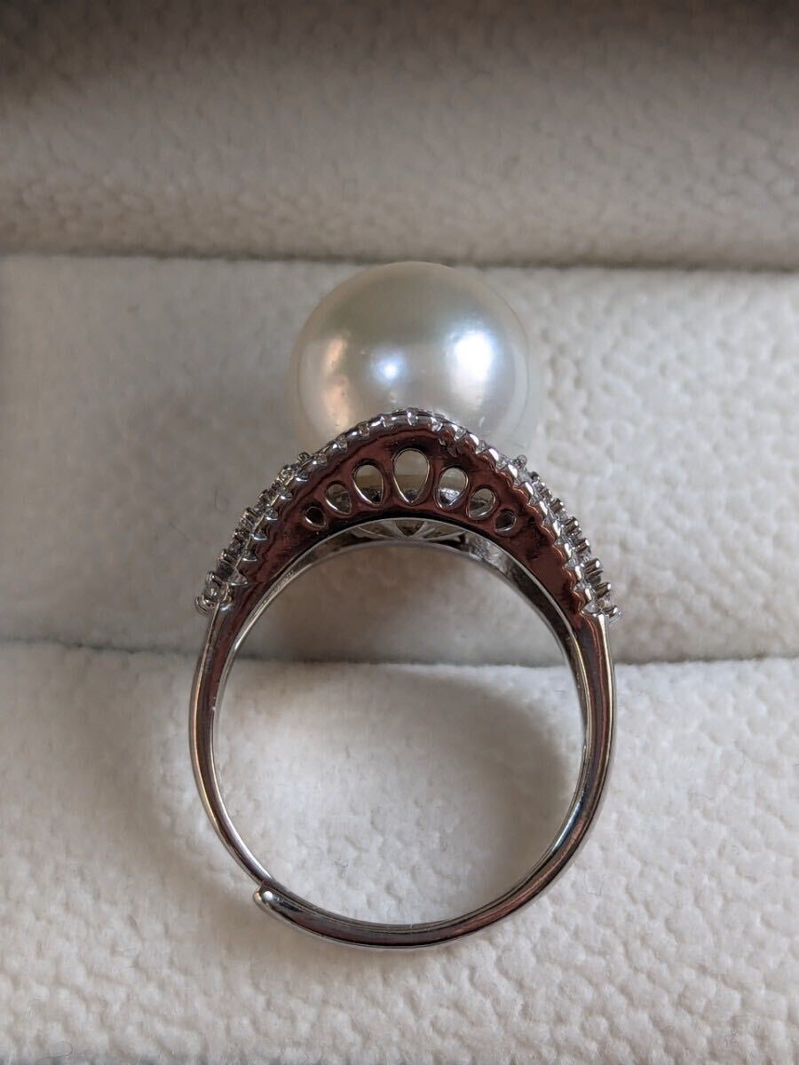 AR55 large grain 12mm less toning White Butterfly pearl white cz diamond attaching ring 