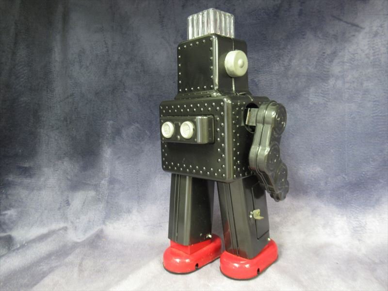 HAHA TOY スモーキング ロボット スペースマン/SMOKING SPACE MAN ガンメタ ブリキ_画像4