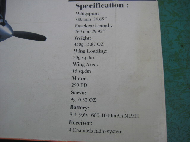 RTF　電動機　T-34mentor 　モーター、ESC、送信機、受信機、サーボ3個、ニッケル水素600ｍA 9.6V、充電器付き_画像3