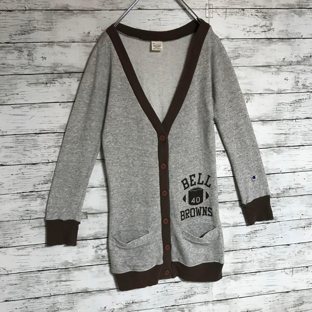 [ beautiful goods ] Champion Logo badge attaching cardigan reverse side pie ru gray A708